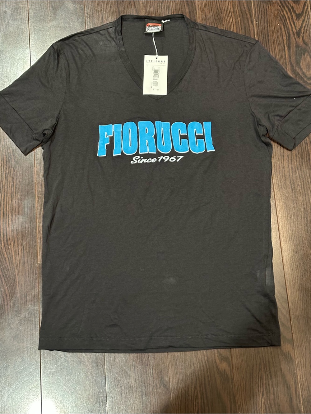 Fiorucci Black T-Shirt with Blue Logo